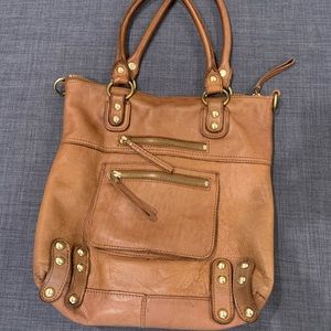 Linea Pelle | Dylan tote in cognac tan leather in very good condition 12” by 12”